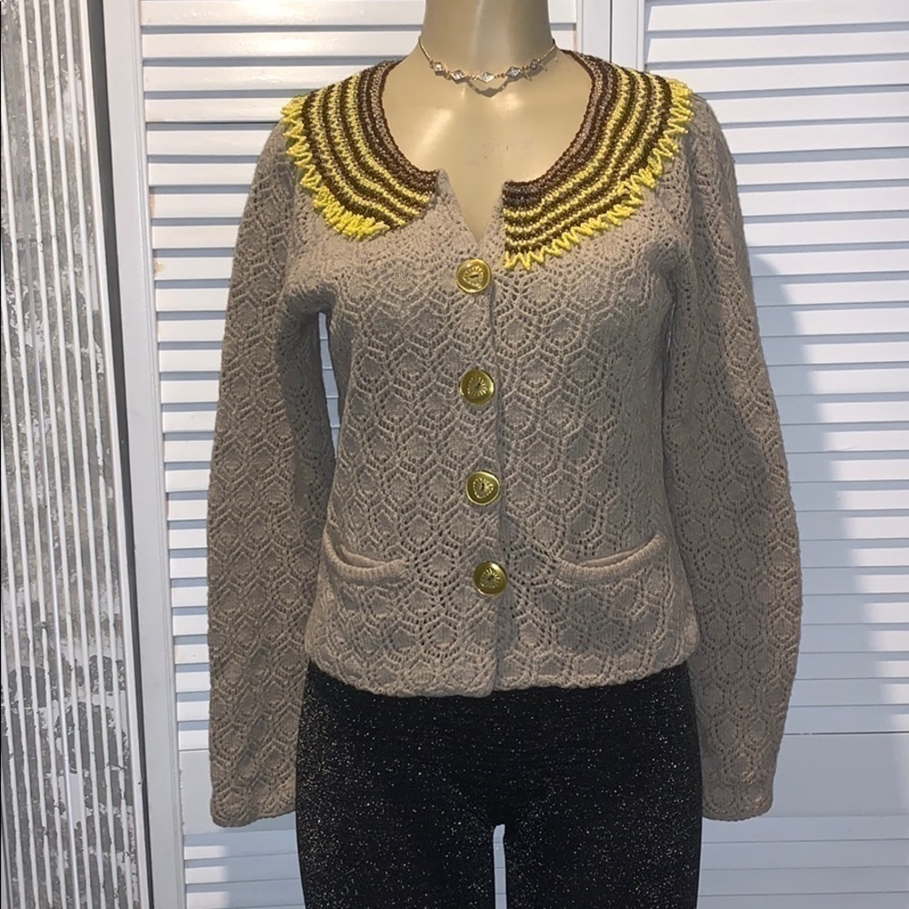 Anthropologie Sparrow Multi-Color Beaded Collar - Picture 1 of 9